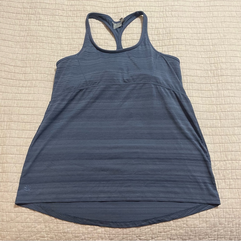 Athleta Swift Reach & Restore Tank Top in Blue Built-In Bra Athletic Size Medium